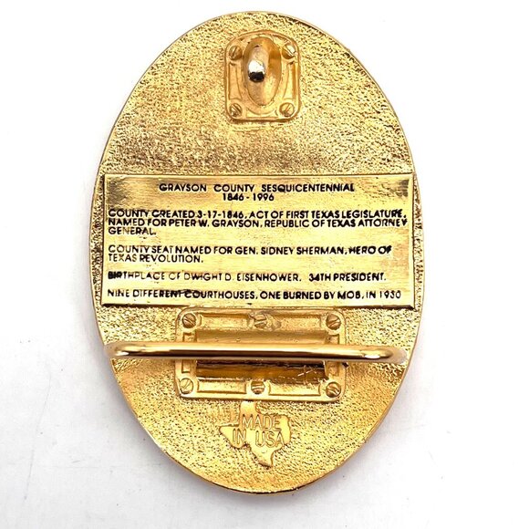 Grayson County Texas Sesquicentennial 150 Belt Buckle Republic of Texas Sherman - Picture 7 of 11